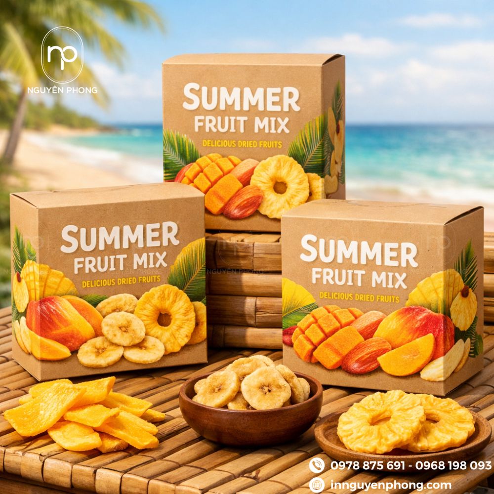 Hộp giấy đựng hoa quả sấy chất liệu kaft